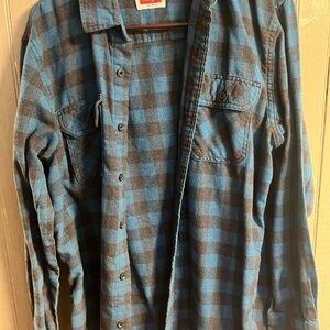 Wrangler Blue and Brown Plaid Shirt